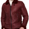 Men’s Shearling Burgundy Leather Jacket