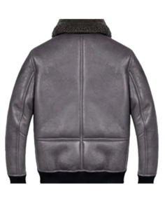Mens Shearling Grey Sheepskin B2 Leather Jacket Back - Trendy Leather Jackets