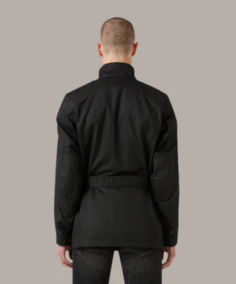 Men's Waxed Cotton Trialmaster Motorcycle Jacket Black Back - Trendy Leather Jackets