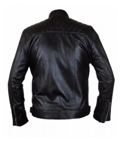 Diamond Chest Quilted Black Leather Jacket Back - Trendy Leather Jackets