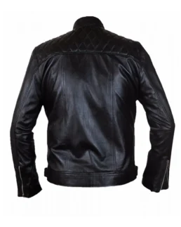 Diamond Chest Quilted Black Leather Jacket Back - Trendy Leather Jackets