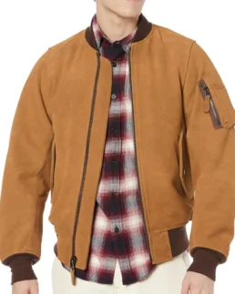 Houston Cow Suede MA-1 Flight Jacket Camel - Trendy Leather Jackets