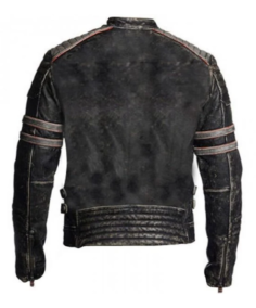 Mens Antique Distressed Biker Leather Jacket Back - Trendy Leather Jackets