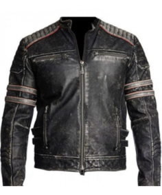 Mens Antique Distressed Biker Leather Jacket - Trendy Leather Jackets
