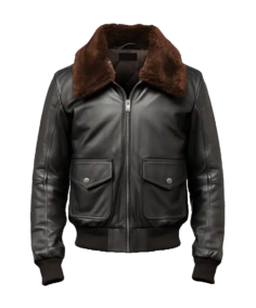 Men's Black Aviator Bomber Leather Jacket