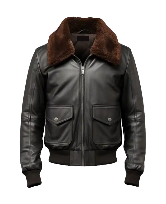 Men's Black Aviator Bomber Leather Jacket