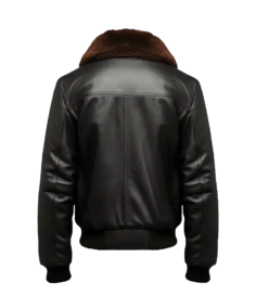 Men's Black Aviator Bomber Leather Jacket Back