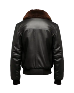 Men's Black Aviator Bomber Leather Jacket Back