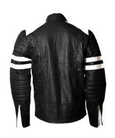 Men's Black and White Leather Jacket Back - Trendy Leather Jackets
