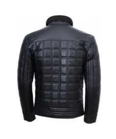 Men’s Classic Black Quilted Leather Bomber Jacket Back - Trendy Leather Jackets