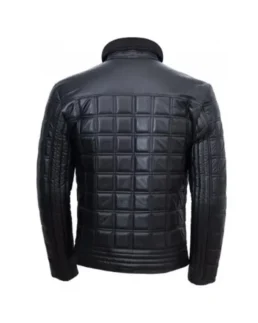 Men’s Classic Black Quilted Leather Bomber Jacket Back - Trendy Leather Jackets
