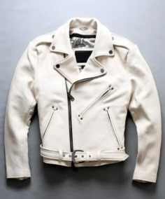 Men’s Motorcycle White Leather Jacket