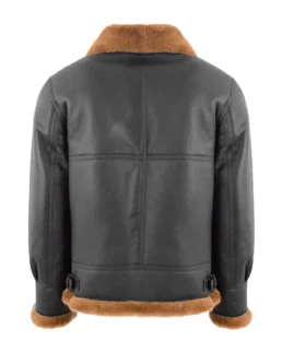 Men's Poacher B3 Bomber Aviator Jacket Black Back - Trendy Leather Jackets