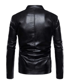 Men's Shiner Black Leather Biker Jacket Back - Trendy Leather Jackets