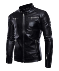 Men's Shiner Black Leather Biker Jacket - Trendy Leather Jackets