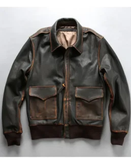 Men's Washed Goatskin A2 Flight Jacket - Trendy Leather Jackets
