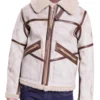 Men's White Waxed Leather Aviator Jacket