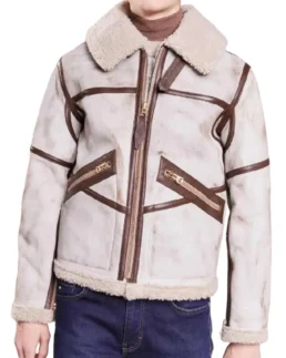 Mens White Waxed Leather Aviator Jackets trendyleatherjackets