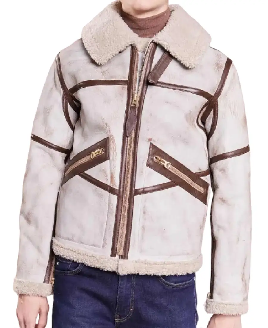 Mens White Waxed Leather Aviator Jackets Trendyleatherjackets