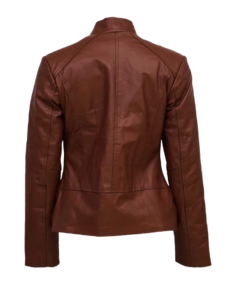 Moras Women’s Brown Leather Jacket Back - Trendy Leather Jackets