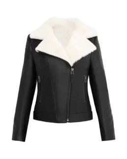 Mullet Women’s Black Shearling Leather Jacket - Trendy Leather Jackets