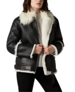 Aviator Black And White Shearling Jacket - Trendy Leather Jackets