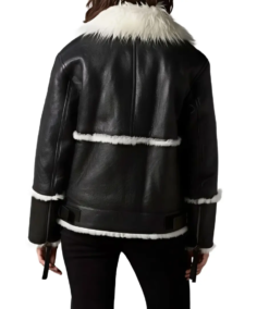 Shop The Aviator Black And White Shearling Jacket - Trendy Leather Jackets