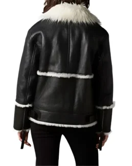 Shop The Aviator Black And White Shearling Jacket - Trendy Leather Jackets