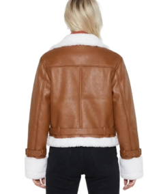 Shop The Brown Cropped Aviator Leather Jacket