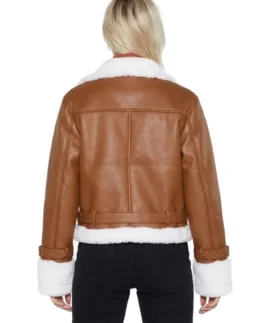 Shop The Brown Cropped Aviator Leather Jacket