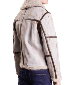 Shop The Mens White Waxed Leather Aviator Jackets Back trendyleatherjackets