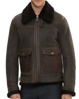 Alberto Men’s Brown B-6 Bomber Leather Jacket