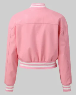Shop The Women’s Pink Leather Varsity Jacket