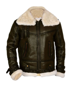 Army B-3 Shearling Olive Leather Aviator Jacket