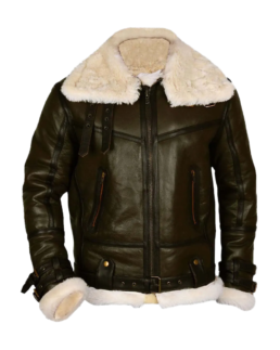 Army B-3 Shearling Olive Leather Aviator Jacket