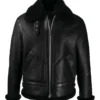 Ashley B-3 Shearling Black Leather Aviator Jacket