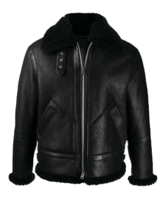Ashley B-3 Shearling Black Leather Aviator Jacket