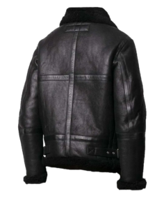 Ashley B-3 Shearling Black Leather Aviator Jacket Back