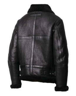 Ashley B-3 Shearling Black Leather Aviator Jacket Back