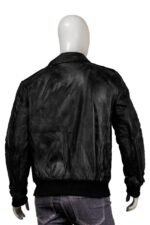Black Bomber Sheepskin Leather Jacket - Image 3