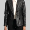 Black Women Leather Blazer