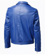 Blue Leather Jacket For Men - Image 2