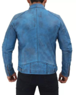 Blue Leather Lambskin Jacket - Image 2