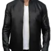 Charcoal Black Slim fit Leather Jacket