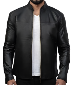 Charcoal Black Slim fit Leather Jacket