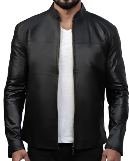 Charcoal Black Slim fit Leather Jacket