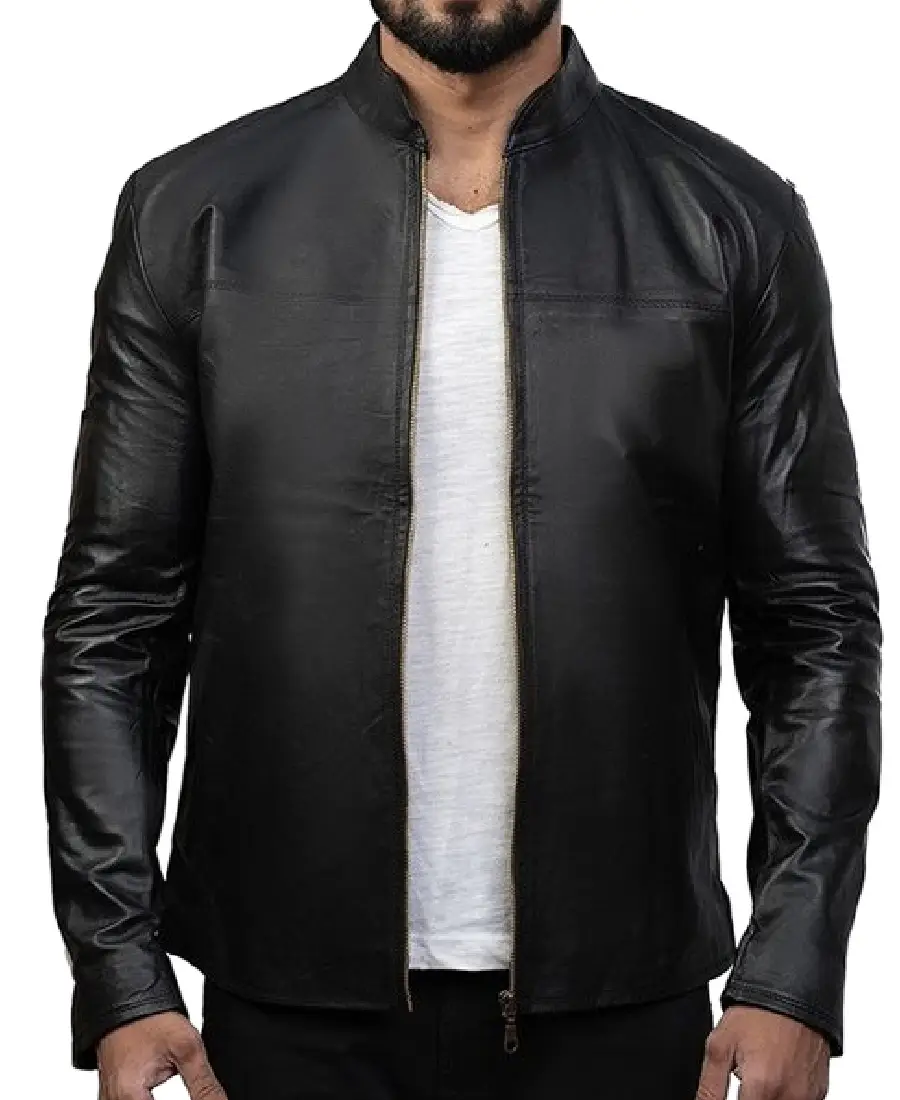Charcoal Black Slim Fit Leather Jacket - Trendy Leather Jackets