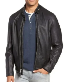Cowhide Leather Mens Vintage Jacket Front