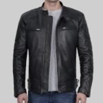David Black Moto Cafe Racer Biker Leather Jacket