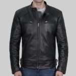 David Black Moto Cafe Racer Biker Leather Jacket - Image 2